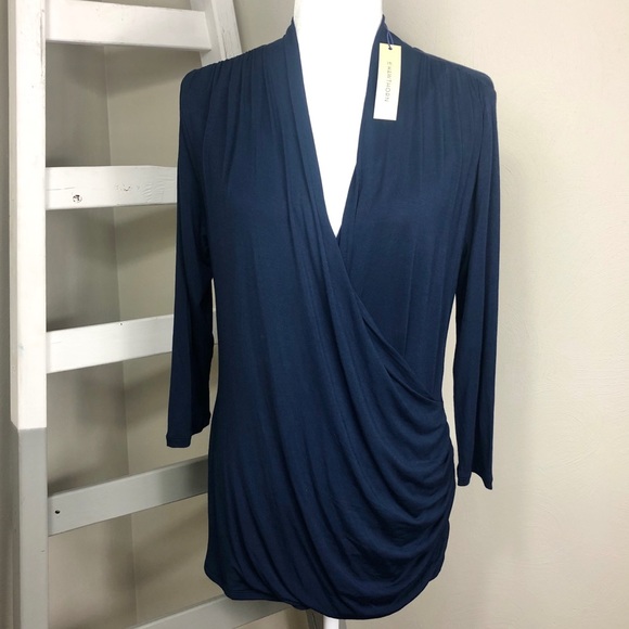 41 Hawthorn Tops - 41 HAWTHORN Stitch Fix Henri Ruched Wrap Top L